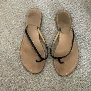 J. Crew Black Sequined Skinny Strap Sandals